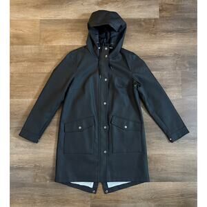 Levi's® Black Polyurethane Raincoat Parka Jacket Hooded Long Size Medium